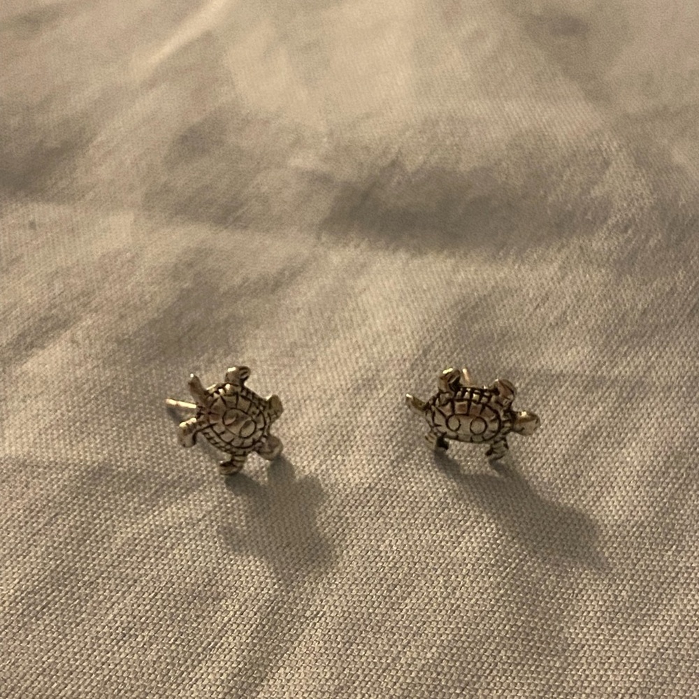 Silver Turtle Stud Earrings